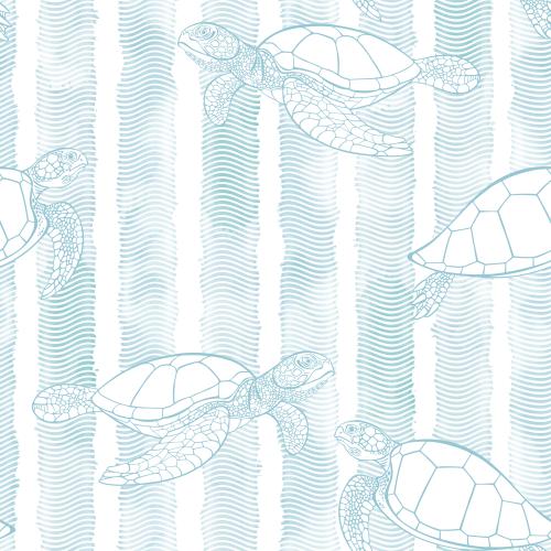 Turtle. Vector turtles on watercolor waves
