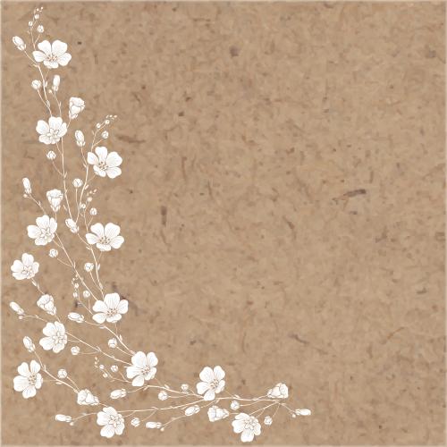 Flax. Vector blooming flax branches - text area on craft - corner composition