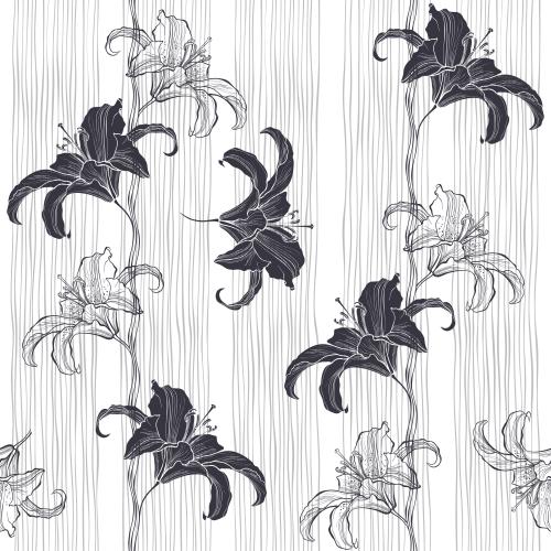Lily. Vector lilies on white with stripes