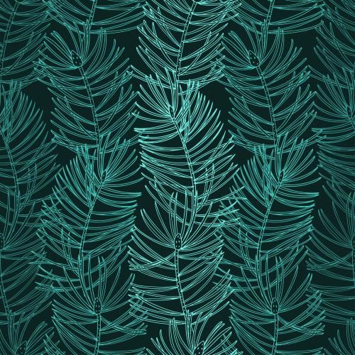 Pine. Vector colorful coniferous branches on black