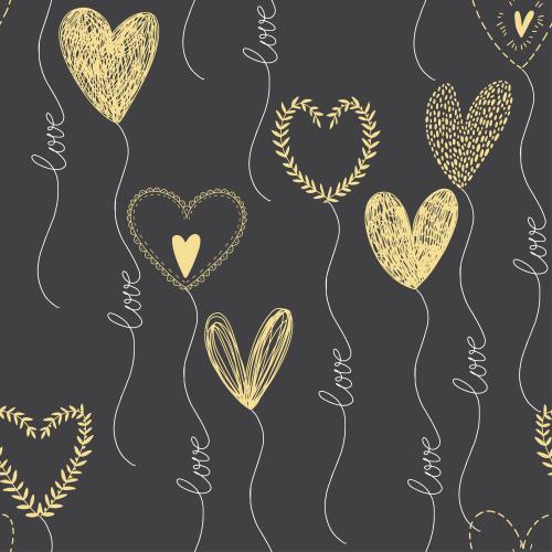 Balloon. Vector decorative air balloons-heart, love inscriptions on black