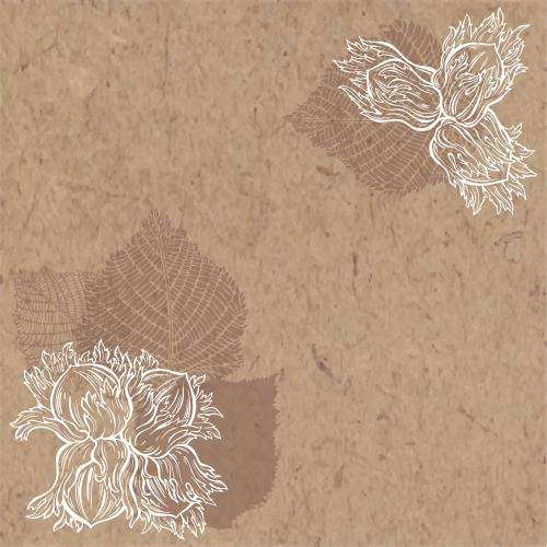 Vector for cards Printing hazelnut, forest nuts, contours and silhouettes, space for text on craft, angular composition