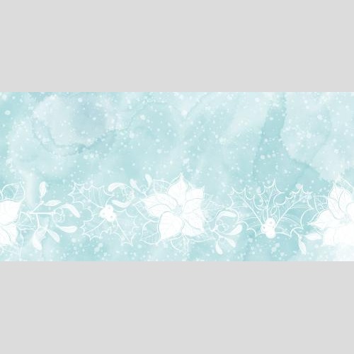 Vector image mistletoe branches euphorbia poinsettia holiday botanical composition on blue watercolor