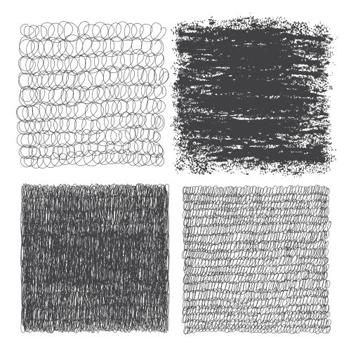 Square. Vector four squares with different textures on white