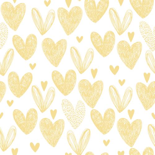 Illustration golden heart-shaped doodle on white