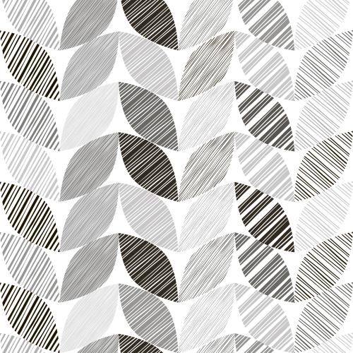 Vector image monochromatic striped leaves on white