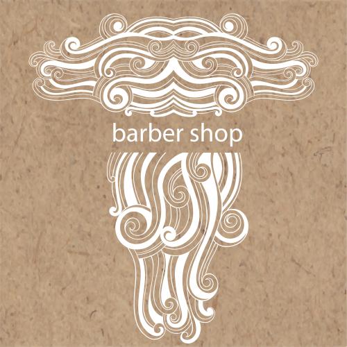 Illustration stylish mustache and beard, barber shop inscription on craft