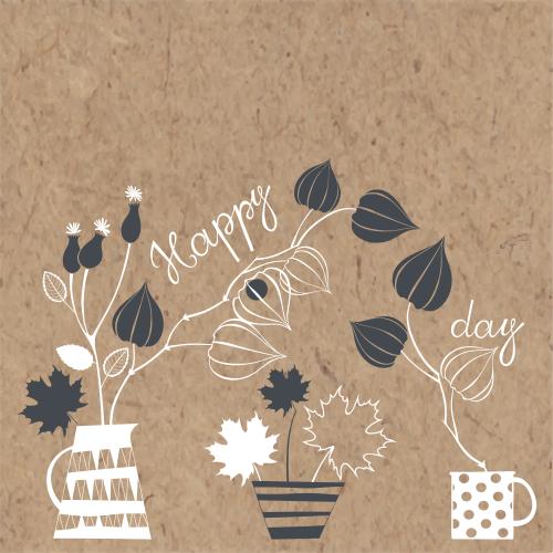 Maple leaf. Vector three autumn bouquets inscribed happy day and a place for text on craft