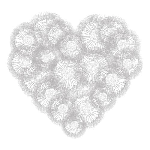Dandelion. Vector dandelion heart on white