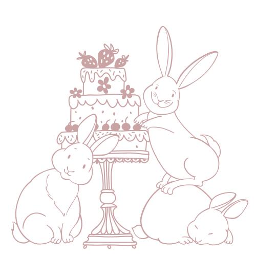 Dessert. Vector cute bunnies with a cake