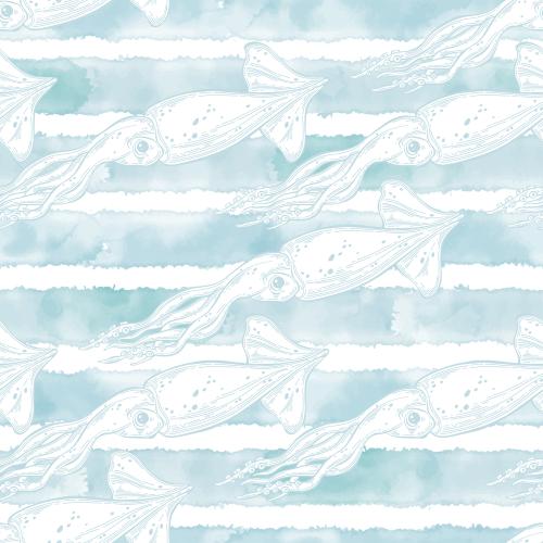 Squid. Vector squid horizontal watercolor stripes on white