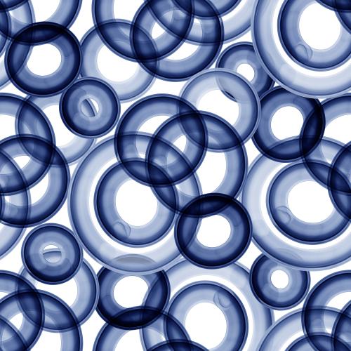 Raster image blue watercolor circles on white