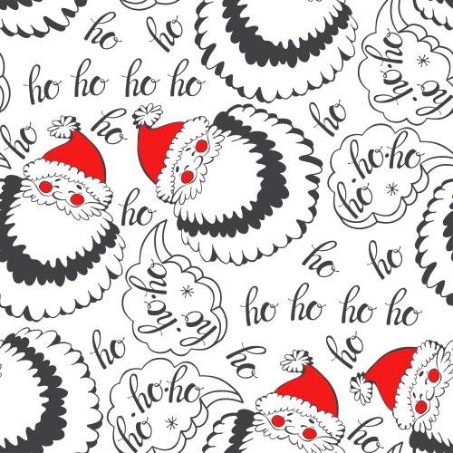 Santa claus. Vector happy ded morozes and ho-ho signs on white