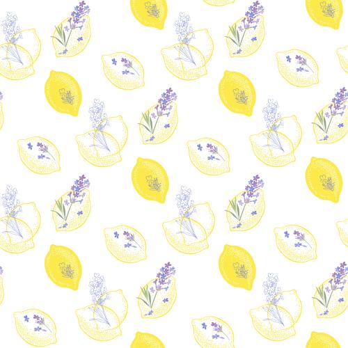Lavender. Vector lemons and lavender on white