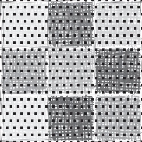 Square. Vector abstract geometric checkered squares and small silhouettes of squares on white