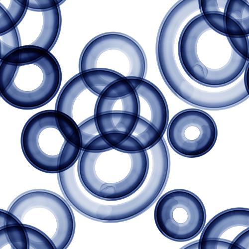 Raster image blue watercolor circles on white