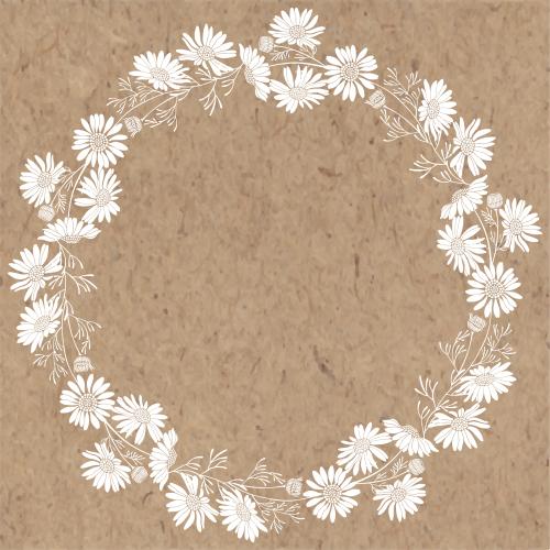 Illustration round daisy wreath on craft