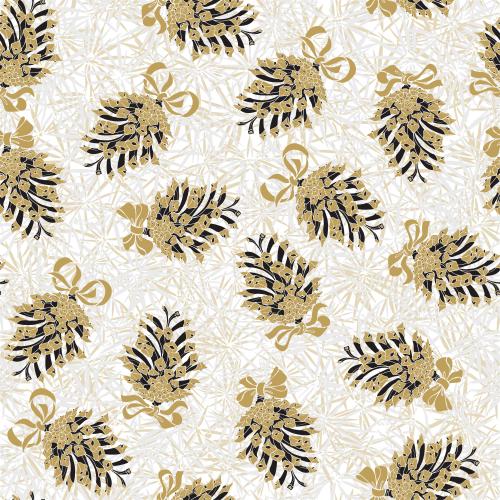 Bow. Vector cones with ribbons on coniferous foliage