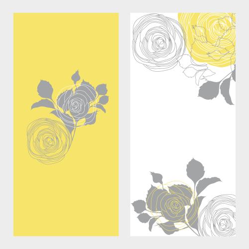 Rose. Vector two postcards with stylized roses on white and yellow