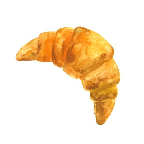 Raster image watercolor croissant on white