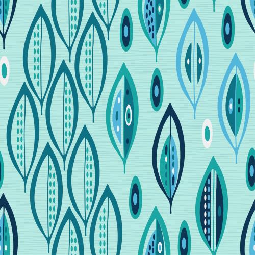 Vector image multicolored abstract leaves with horizontal thin stripes on turquoise