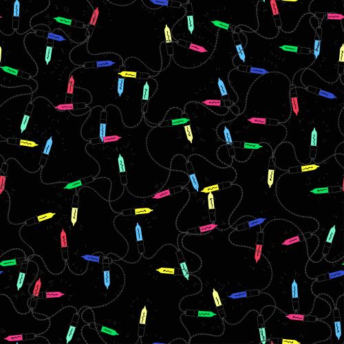 Illustration festive garlands with multicolored bulbs on black