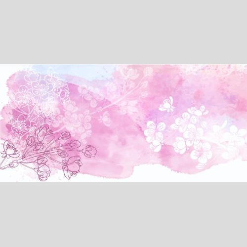 Apricot. Vector blooming apricot branches silhouettes and contours on watercolor