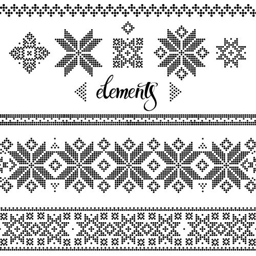 Stripe. Vector stars-snowflakes from dots decorative stripes various options on white