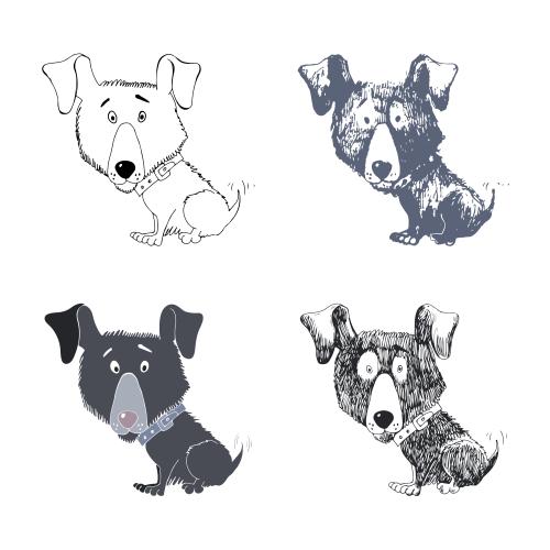 Dog. Vector four cartoon dogs on white