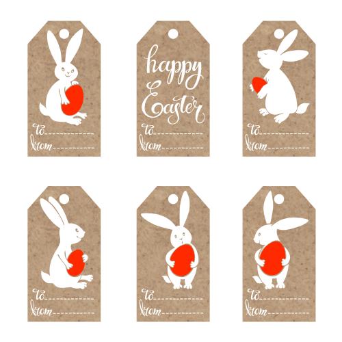 Rabbit. Vector crafts tags with easter rabbits