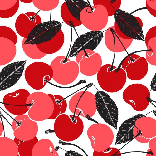 Berry. Vector pink and red cherries on white