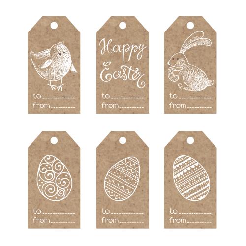 Chick. Vector easter-themed craft tags with holiday symbols