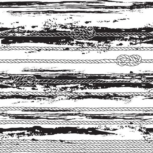 Rope. Vector ropes naval knots textured waves on white