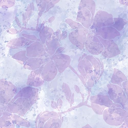 Bud. Vector magnolia silhouettes on purple watercolor