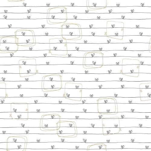 Valentine. Vector lines with hearts, golden decorative elements on white