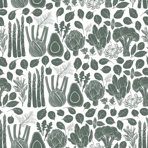 Basil. Vector vegetables and culinary herbs, gray silhouettes on white