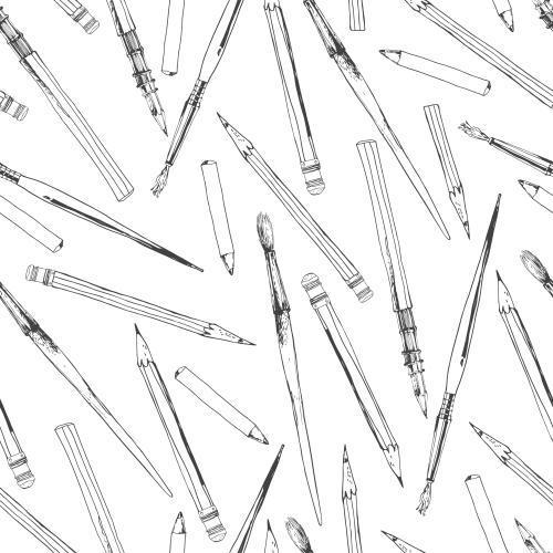 Vector image pencils and brushes on white