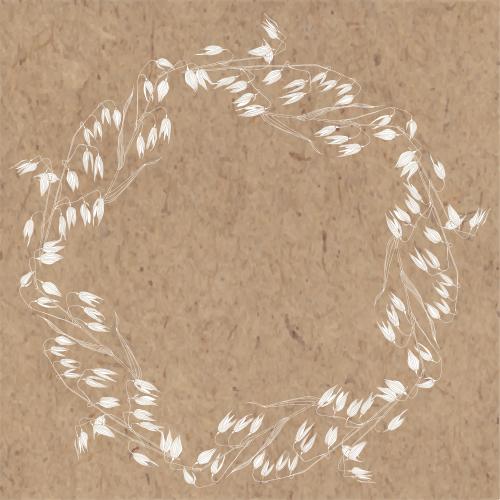 Oats. Vector oats ears round frame on kraft
