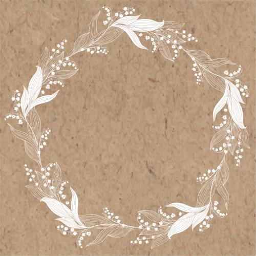 Frame. Vector lilies leaves round frame on craft