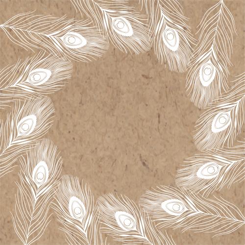 Peacock feather. Vector frame with peacock feathers, with a round text area on craft