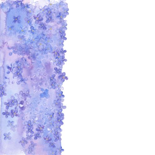 Illustration decorative watercolor strip with a stylized lilac, space for text on white