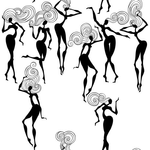 Vector image dancing women on white