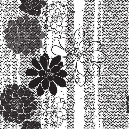 Mosaic. Vector succulents silhouettes and contours on mosaic