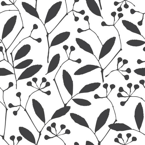 Vector image black silhouettes of branches with berries on white