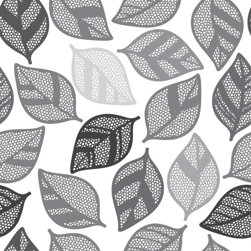 Vector image abstract leaves of various shades of gray on white