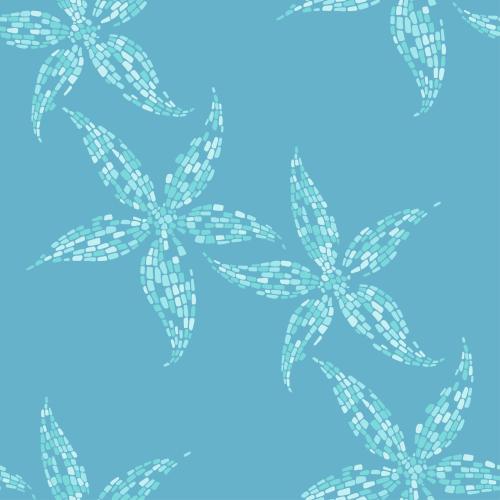 Vector image sea stars, mosaic on turquoise