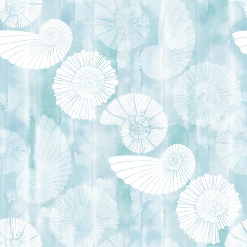 Vector image nautiluses on blue watercolor
