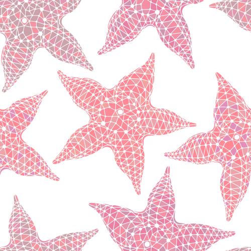Illustration pink sea stars on white