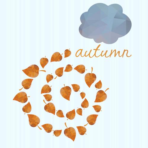 Cloud. Vector blue cloud, autumn leaves and autumn inscription
