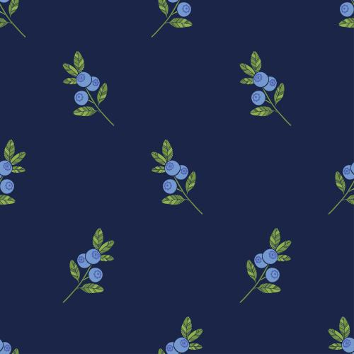 Berry. Vector blueberry branches with berries on blue